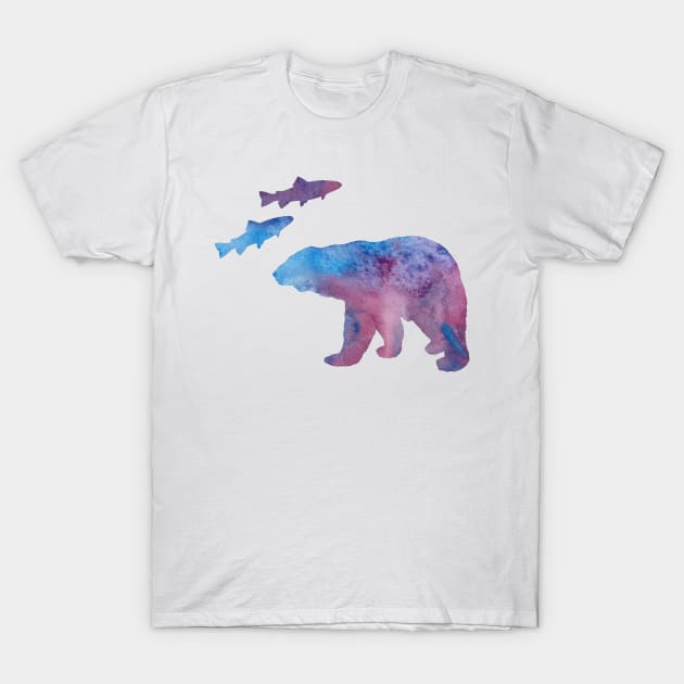 Bear and salmon T-Shirt by TheJollyMarten